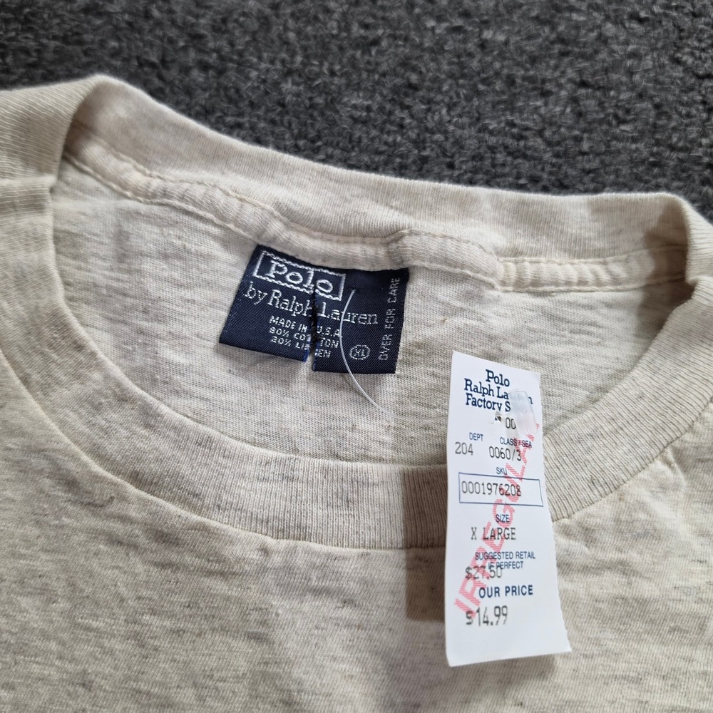 Polo Ralph Lauren Pocket T-Shirt Mens XL Oatmeal Heather Linen Blend 4070 - Picture 4 of 9